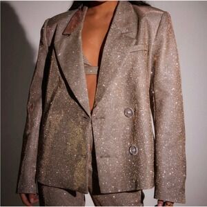 SLA The Label Womens Paloma Bronze Glitter Blazer Jacket Size S Astrid Bralette
